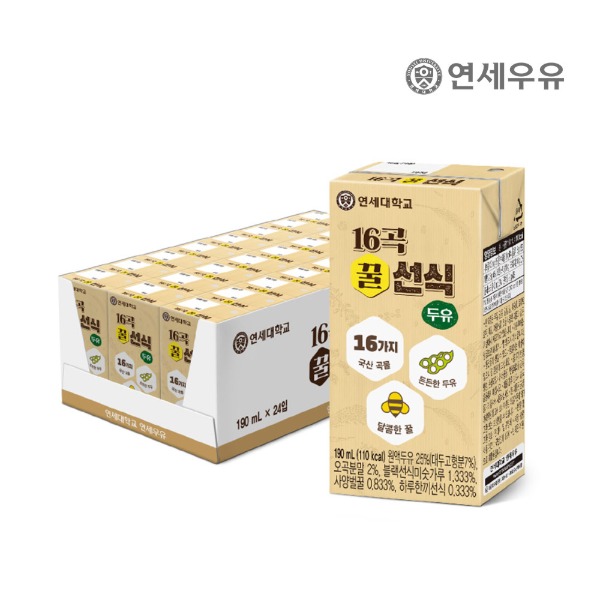 [연세] 16곡 꿀 선식 두유 190ml 24팩 - 지브로마트