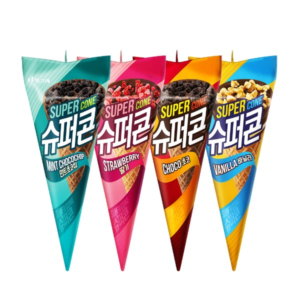 [투게더녹차3개증정] 빙그레 슈퍼콘 아이스크림 12개 (초코 바닐라 딸기 아이스크림) - 웨스트윙