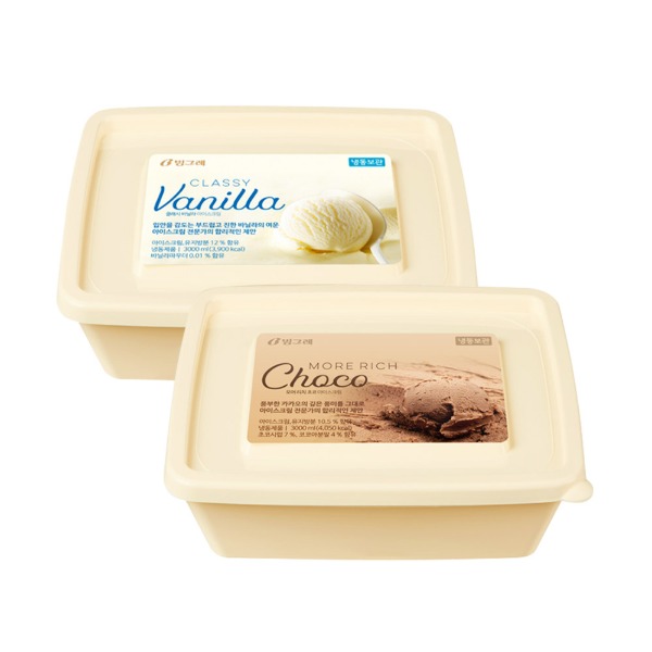 [빙그레] 클래시 바닐라 / 모어리치 초코 3L 3개 대용량 업소용 아이스크림 - 지브로마트