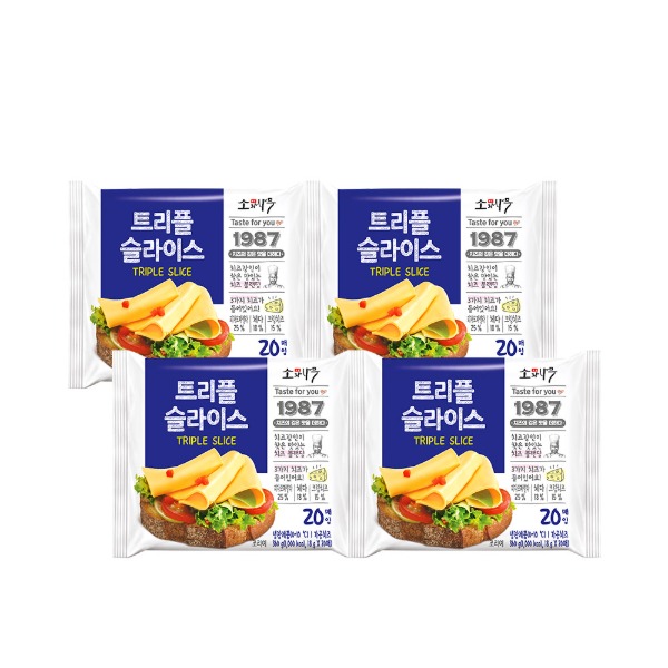 [동원] 소와나무 트리플 슬라이스치즈 360g 80매 (20매x4개) - 웨스트윙