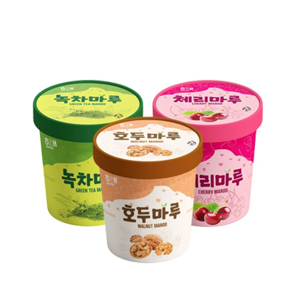 [해태] 호두마루/녹차마루/체리마루 파인트 3개 컵 아이스크림 - 지브로마트