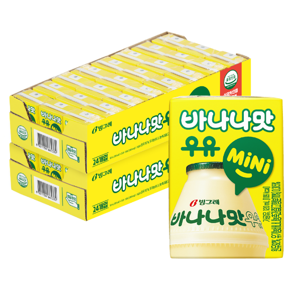 [빙그레] 바나나맛/딸기맛 우유 미니 120ml 48팩 - 지브로마트