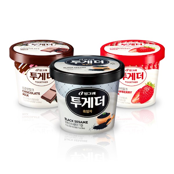 [빙그레] 투게더 초콜릿/스트로베리/흑임자 3개 아이스크림 - 지브로마트