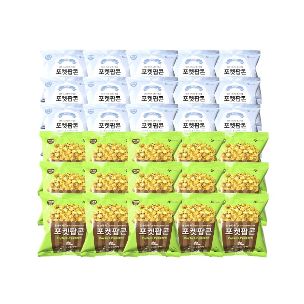 [CJ이츠웰] 포켓팝콘 25g (화이트블러썸 15개+ 크리미카라멜맛 15개) 총 30개 - 지브로마트