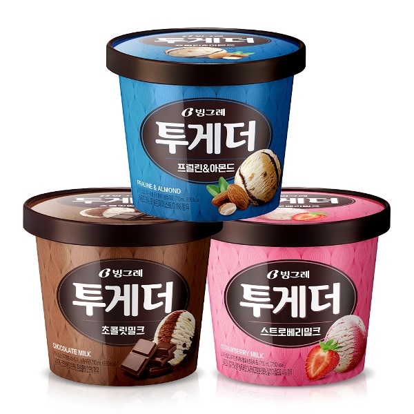 [빙그레] 투게더 프럴린&amp;아몬드/스트로베리밀크/초콜릿밀크 3개 아이스크림 - 지브로마트