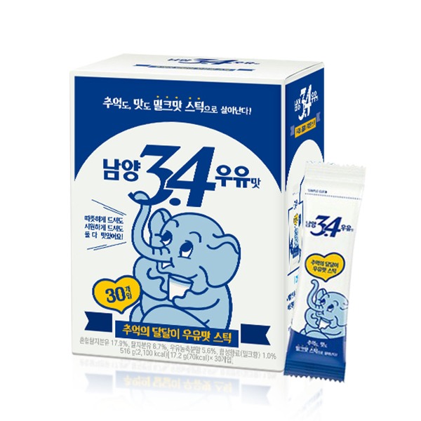 [남양] 3.4 우유맛 스틱 30개입 1개 / 자판기우유 우유분말 밀크스틱 - 지브로마트