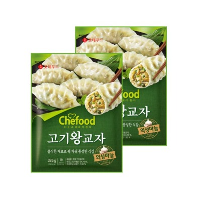 [롯데]  쉐푸드 의성마늘 고기왕교자 만두 360g 6봉 (360g+360g, 3set) - 웨스트윙
