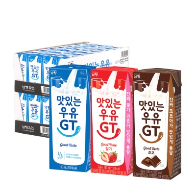 [남양] 맛있는우유 GT 흰우유 딸기 초코 180ml 48팩 - 지브로마트