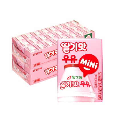 [빙그레] 딸기맛 우유 미니 120ml 48팩 - 지브로마트