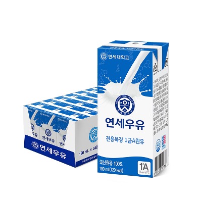 [연세] 연세우유 1급A원유 멸균우유 180ml 24팩 - 지브로마트