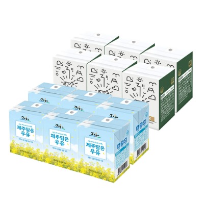 [체험팩] 제주담은우유 6팩 + 제주 무항생제우유 6팩 (총 12팩) - 지브로마트