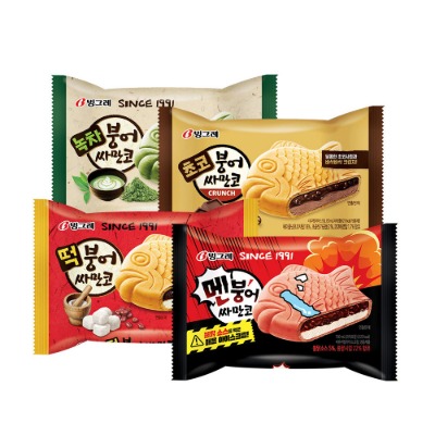 [빙그레] 붕어싸만코 3종(떡/초코/녹차) 아이스크림 24개 - 지브로마트