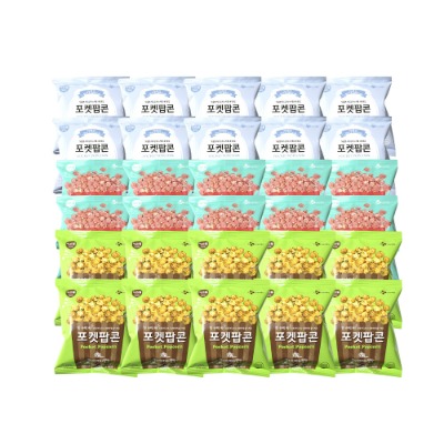 [CJ이츠웰] 포켓팝콘 25g 3종(화이트블러썸, 딸기맛, 크리미카라멜맛) x 30개 - 지브로마트