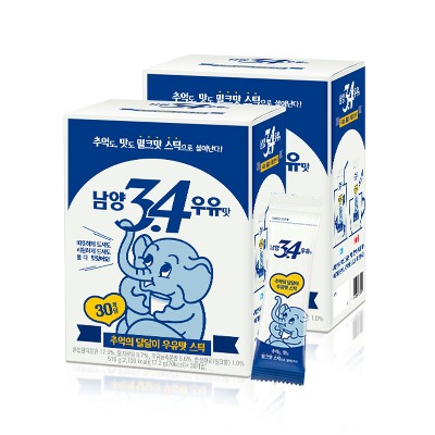 [남양] 3.4 우유맛 스틱 30개입 2개 / 자판기우유 우유분말 밀크스틱 - 지브로마트