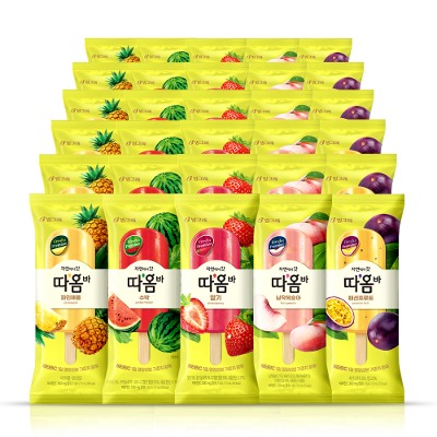 [빙그레] 따옴바 바 아이스크림 30개 / 납작복숭아 딸기 패션프루트 수박 파인애플 - 지브로마트
